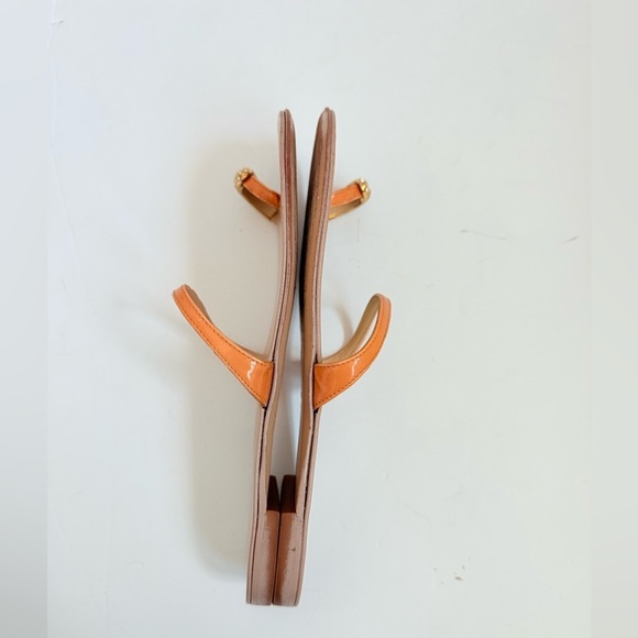 Giuseppe Zannoti Pumpkin Orange Patent Leather rhinestone toe ring sandals EU 39 - Picture 5 of 10